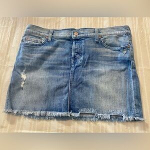 7 For All Mankind Light Blue Frayed Denim Skirt size 31